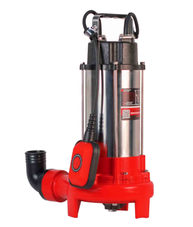 Насос фекальный погружной Verton AQUA FP-1100K (мощн.1100Вт,произв.310л/мин,макс.выс.9м,глуб. 5м,d вых.50мм,реж.нож)