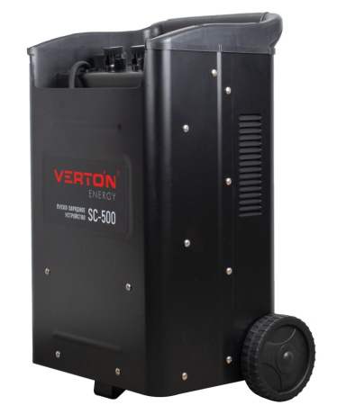 Пуско-зарядное устройство VERTON Energy SC-500 (напр.сети 230/50 В/Гц,напр. АКБ 12/24В,емкость зар. АКБ (мин/макс)20-800 Ач,ток зар/зап. 75A/500А,WET,12В потр.мощн.3,0/6,0кВт,6 реж. зар,IP20)