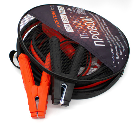 Пусковые провода VERTON Snow 500 CU (500 A, CU/TPR 3.5 м. МЕДЬ,Морозостойкие до -40 С.) 10 шт/кор.