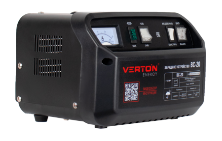 Зарядное устройство VERTON Energy BC-20 (230/50 В/Гц,мощн. 300Вт, напряж. аккум. 12/24В, емкость обсл. аккум. 20-200 Ач, заряд. ток (пик/норм) 12/8 А)