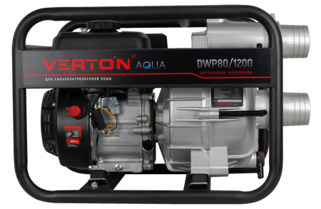 Мотопомпа Verton для сильнозагрязненной воды DWP 80/1200 (7л.с/212см3,80мм/3", 1200л/мин,72м3/ч,h8м/26,d30мм)