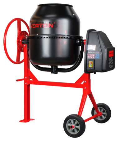 Бетоносмеситель VERTON MIX СМ-140 (мощн.600 Вт, 230V, вен.чугун,V бака 140л ,V гот. смеси 90л, ø бака 500 мм, высота бака 610 мм, толщина 1,1/1,6 мм, руч. фиксация, колесо ø20,5 см резина, лопасти литые)