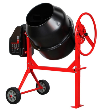 Бетоносмеситель VERTON MIX СМ-140 (мощн.600 Вт, 230V, вен.чугун,V бака 140л ,V гот. смеси 90л, ø бака 500 мм, высота бака 610 мм, толщина 1,1/1,6 мм, руч. фиксация, колесо ø20,5 см резина, лопасти литые)