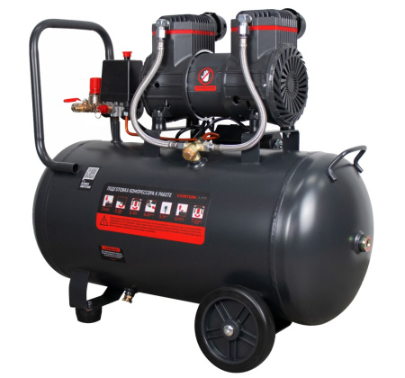 Компрессор безмасляный Verton Air AC-50/260 (230/50 В/Гц, б/масл, 260л/мин, V 50л, макс. дав.8 бар, мощн. 1,5 кВт, част. вращ. двиг. 2850 об/мин,рапид/быстросъем асинх. однофаз.)