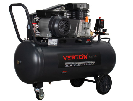 Компрессор ременной Verton Air AC-100/510R (230/50 В/Гц,масл.ремен. произв. 510л/мин, V 100л, макс. дав.10 бар, мощн. 2,5кВт, част. вращ. двиг. 2800 об/мин,итальянский тип компрессорного блока,рапид, асинх. однофаз.)