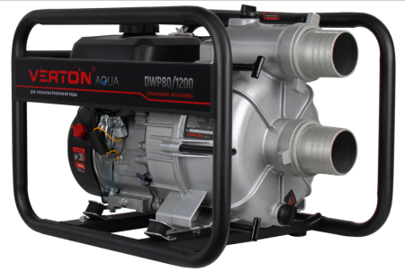 Мотопомпа Verton для сильнозагрязненной воды DWP 80/1200 (7л.с/212см3,80мм/3", 1200л/мин,72м3/ч,h8м/26,d30мм)