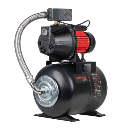 Насосная станция автоматическая Verton AQUA PS600C/24 (Чугун,600Вт,230В//50Гц,Q max45л/мин,V 24л,глуб.8м,Hmax40м,диам вх./вых.1",давл.3 бар,Tmax.жидк.0-60°C,внеш.диам. шланга32 мм,внутр.диам.шланга25мм)
