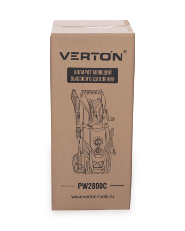 Мойка выс.давл.VERTON PW 2800С (2700 Вт,давл.мин/макс 155/195 бар,расх. воды мин/макс 7/7,8 л/м, асинхр. двиг., длина каб.5м, длина шланга 5м,макс.темп. 50 С,штуцер подкл.шланга 3/4)