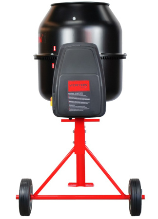 Бетоносмеситель VERTON MIX СМ-140 (мощн.600 Вт, 230V, вен.чугун,V бака 140л ,V гот. смеси 90л, ø бака 500 мм, высота бака 610 мм, толщина 1,1/1,6 мм, руч. фиксация, колесо ø20,5 см резина, лопасти литые)