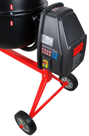 Бетоносмеситель VERTON MIX СМ-140 (мощн.600 Вт, 230V, вен.чугун,V бака 140л ,V гот. смеси 90л, ø бака 500 мм, высота бака 610 мм, толщина 1,1/1,6 мм, руч. фиксация, колесо ø20,5 см резина, лопасти литые)