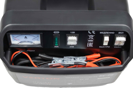 Зарядное устройство VERTON Energy ЗУ-20 (230/50 В/Гц,мощн. 300Вт, напряж. аккум. 12/24В, емкость обсл. аккум. 20-200 Ач, заряд. ток (пик/норм) 12/8 А)
