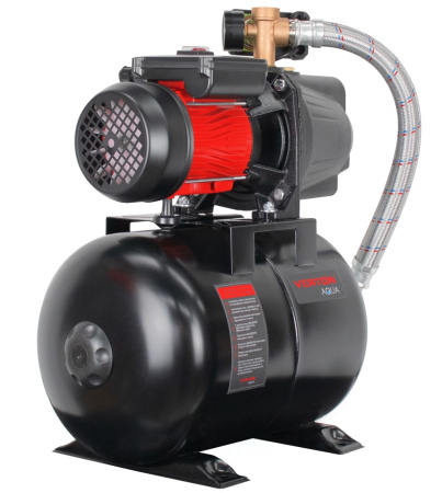 Насосная станция автоматическая Verton AQUA PS1200CL/24(Удлиненный чугун. корпус,1200Вт,230В/50Гц,Qmax 55л/мин,V24л, max забор 9м,Hmax50м,Øвх./вых.1", Р 1,5-3 бар,Tmax жидк.0-60°C,соед.шланг 32 мм,встр. эжектор,крыльчатка PPO,кнопка питания сети)