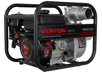 Мотопомпа Verton WP 80/1000 (7л.с/212см3,80мм/3", 1000л/мин,60м3/ч,h8м/26,d8мм)