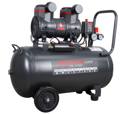 Компрессор безмасляный Verton Air AC-50/260 (230/50 В/Гц, б/масл, 260л/мин, V 50л, макс. дав.8 бар, мощн. 1,5 кВт, част. вращ. двиг. 2850 об/мин,рапид/быстросъем асинх. однофаз.)