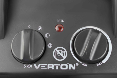 Электрический тепловентилятор Verton Air EH-5C ( 220В,40/3000/5000Вт,670куб.м) силовая вилка,силовая розетка