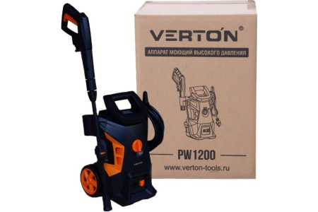 Мойка высокого давления VERTON PW 1200 (1200 Вт.,давл.мин/макс 80/110 бар.,расх мин/макс.5,5/6,5 л/мин.,длина каб.5м, длина шланга 5м,макс.темп. 50 С,штуцер подкл.шланга 3/4)