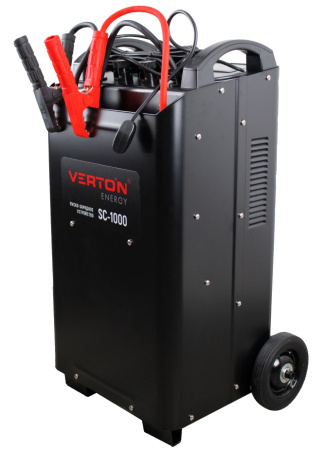 Пуско-зарядное устройство VERTON Energy SC-1000 ДУ (напр.сети 380/50 В/Гц,напр.АКБ 12/24В,емкость зар. АКБ (мин/макс)20-1300 Ач,ток зар/зап. 100A/1000А,WET,12В потр.мощн.0,6/12кВт,8 реж. зар,IP20, пульт ДУ)