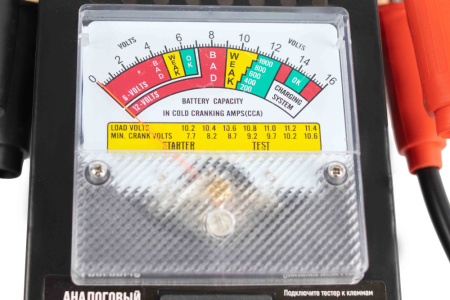 Нагрузочная вилка VERTON Energy NB-100 (напряж аккум. 6/12 В,ток нагрузки для 12В-125А,емкость батарей 30-235 А/ч, стрелочный) 10 шт/кор.