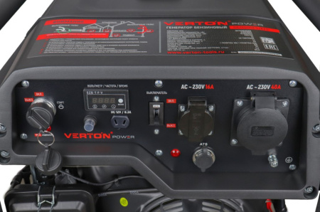 Генератор бензиновый VERTON POWER GG11000ES/ATS(9,5/10,5 кВт 230/50, 21л.с., 550 см3, выносной блок ATS (авт. запуск в случае падения напряжения в основной сети или прекращения подачи электр-ии),Цифр. дисплей (вольтметр, частота, моточасы),хром
