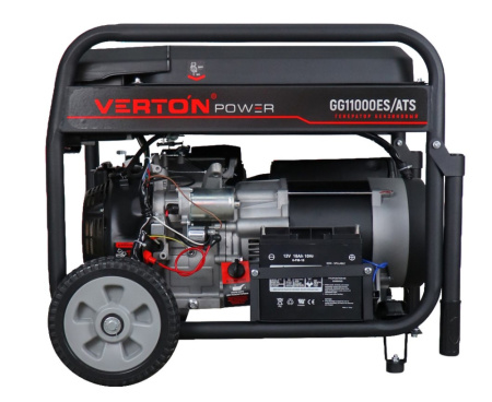 Генератор бензиновый VERTON POWER GG11000ES/ATS(9,5/10,5 кВт 230/50, 21л.с., 550 см3, выносной блок ATS (авт. запуск в случае падения напряжения в основной сети или прекращения подачи электр-ии),Цифр. дисплей (вольтметр, частота, моточасы),хром