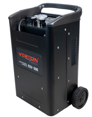 Пуско-зарядное устройство VERTON Energy ПЗУ- 500 (напр.сети 230/50 В/Гц,напр. АКБ 12/24В,емкость зар. АКБ (мин/макс)20-800 Ач,ток зар/зап. 75A/500А,WET/AGM,12В потр.мощн.3,0/6,0кВт,6 реж. зар,IP20)