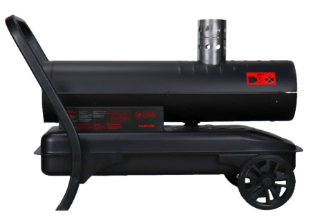 Дизельная тепловая пушка Verton Air DH-36DМ (Непрям.нагрев,36кВт,750м3/ч.,2.4кг/ч,бак 51л.,D выхл.трубы 110мм.,цифр.дисплей,манометр,защита от перегрева,колеса,дизель/керосин)