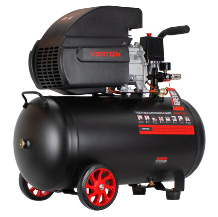 Компрессор коаксиальный VertonAir AC-50/300K (230/50 В/Гц,масл.коакс. произв. 300л/мин, V 50л, макс. дав.8 бар, мощн. 1,8 кВт, част. вращ. двиг. 2850 об/мин,рапид, асинх. однофаз.)