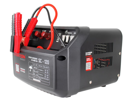 Пуско-зарядное устройство VERTON Energy SC-120 (напр.сети 230/50 В/Гц,напр.АКБ 12/24В,емкость зар. АКБ (мин/макс) 20-400 Ач,макс.ток зар./зап. 40А/120А,WET, 12В потр.мощн. 1,08/2,16кВт,3 реж, зар,IP20)