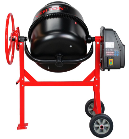 Бетоносмеситель VERTON MIX СМ-140 (мощн.600 Вт, 230V, вен.чугун,V бака 140л ,V гот. смеси 90л, ø бака 500 мм, высота бака 610 мм, толщина 1,1/1,6 мм, руч. фиксация, колесо ø20,5 см резина, лопасти литые)