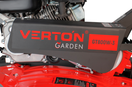 Мотоблок бенз. VERTON GT800W-3 (макс.мощн. 7л.с.чугунный редуктор,V раб. 212см3,передач. 3/1,регулятор руля все стороны,колеса Extreme 19*7,00-8,тип. запуска ручн., кол-во фрез-24, вал фрез-S23, прив. доп. оборуд.-ремен., сцепление-ремен. передача)
