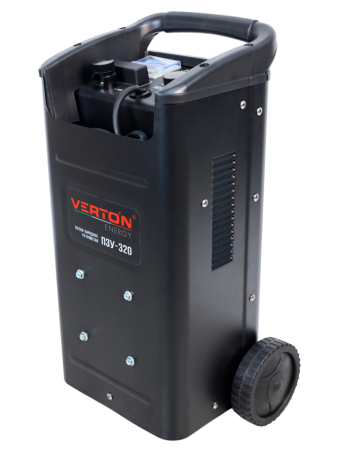 Пуско-зарядное устройство VERTON Energy ПЗУ- 320 (напр.сети 230/50 В/Гц,напр.АКБ 12/24В,емкость зар. АКБ (мин/макс)20-500 Ач,макс. ток зарядки/запуска 45А/240А,WET/AGM,12В потр.мощн.1,92/3,84кВт,5 реж. зар,IP20)