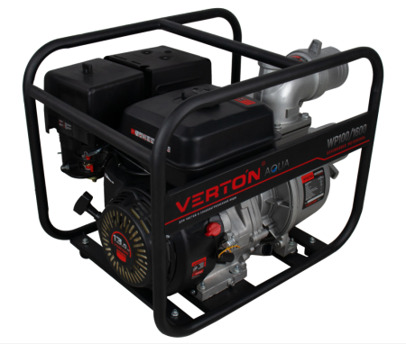 Мотопомпа Verton WP 100/1600 (13л.с/389см3,100мм/4", 1600л/мин,96м3/ч,h8м/30,d8мм)