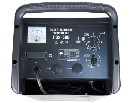 Пуско-зарядное устройство VERTON Energy ПЗУ- 500 (напр.сети 230/50 В/Гц,напр. АКБ 12/24В,емкость зар. АКБ (мин/макс)20-800 Ач,ток зар/зап. 75A/500А,WET/AGM,12В потр.мощн.3,0/6,0кВт,6 реж. зар,IP20)