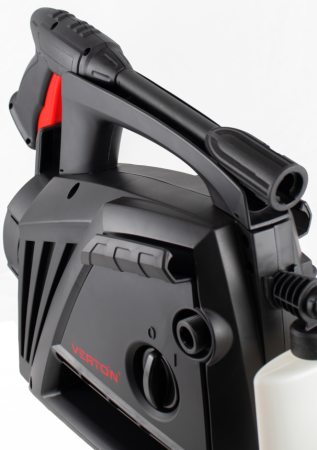 Мойка выс.давл.VERTON WM-1500 (1500 Вт.,давл. мин/макс 80/120 бар,расх. воды мин/макс 5,0/5,5 л/мин., 5м шланг, пеногенератор с рег. подачи, веерная насадка, грязевая фреза, внутр. фильтр тонк. очистки, функция автостоп, самовсасывание, пласт. помпа)