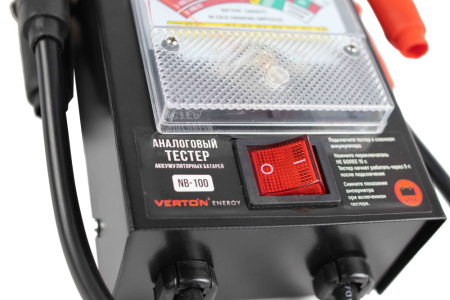Нагрузочная вилка VERTON Energy NB-100 (напряж аккум. 6/12 В,ток нагрузки для 12В-125А,емкость батарей 30-235 А/ч, стрелочный) 10 шт/кор.
