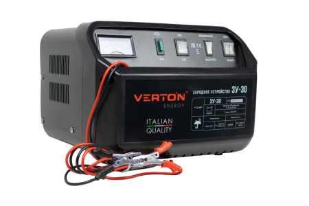 Зарядное устройство VERTON Energy ЗУ-30 (230/50 В/Гц,мощн. 700 Вт,напряж. аккум.12/24В,емкость обсл. аккум. 30-300 Ач, заряд. ток (пик/норм) 16/14А)