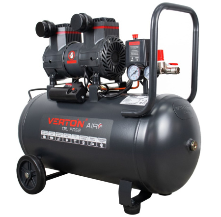 Компрессор безмасляный Verton Air AC-50/260 (230/50 В/Гц, б/масл, 260л/мин, V 50л, макс. дав.8 бар, мощн. 1,5 кВт, част. вращ. двиг. 2850 об/мин,рапид/быстросъем асинх. однофаз.)