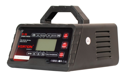 Зарядное устройство VERTON Energy ЗУ-15A (230/50 В/Гц,мощн.250 Вт,напряж. аккум.12/24В,вых. ток  (в реж. 12В) 2/8/15 А, (в реж. 24 В) 2/8 А, емкость обсл. аккум. 2,2-300 А/ч, LCD) 12 шт/кор.