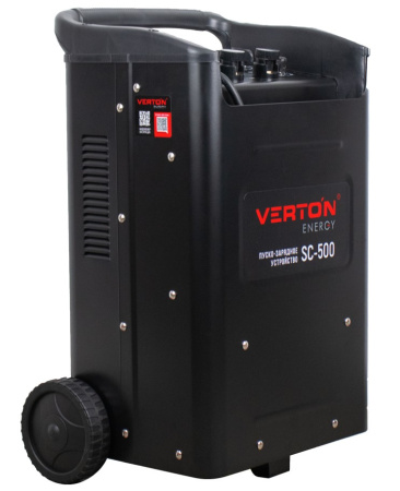 Пуско-зарядное устройство VERTON Energy SC-500 (напр.сети 230/50 В/Гц,напр. АКБ 12/24В,емкость зар. АКБ (мин/макс)20-800 Ач,ток зар/зап. 75A/500А,WET,12В потр.мощн.3,0/6,0кВт,6 реж. зар,IP20)