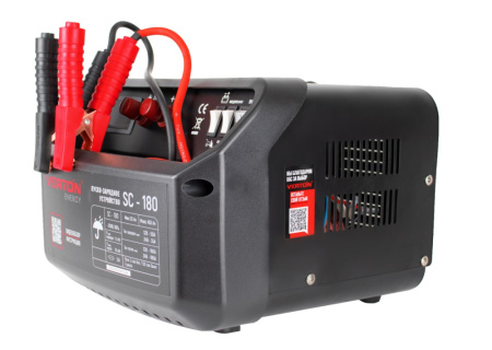 Пуско-зарядное устройство VERTON Energy SC-180 (напр.сети 230/50 В/Гц,напр.АКБ 12/24В,емкость зар. АКБ (мин/макс)20-450 Ач,ток зар./зап. 50А/180А,WET, 12В потр.мощн. 2,1/4,2кВт,3 реж, зар,IP20)