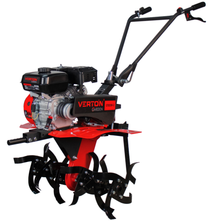 Мотоблок бенз. VERTON GT800W-3 (макс.мощн. 7л.с.чугунный редуктор,V раб. 212см3,передач. 3/1,регулятор руля все стороны,колеса Extreme 19*7,00-8,тип. запуска ручн., кол-во фрез-24, вал фрез-S23, прив. доп. оборуд.-ремен., сцепление-ремен. передача)