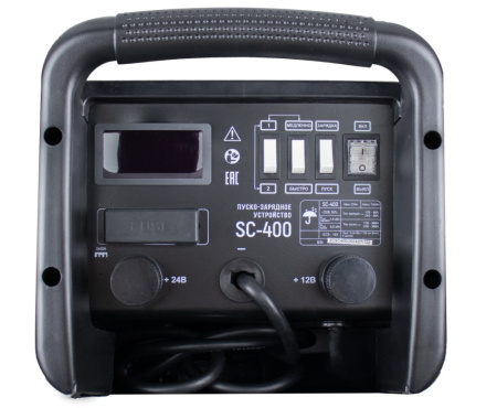 Пуско-зарядное устройство VERTON Energy SC-400 (напр.сети 230/50 В/Гц,напр.АКБ 12/24В,емкость зар. АКБ (мин/макс)20-700 Ач,макс.ток зар/зап. 60A/360А,WET, 12В потр.мощн.2,4/4,8кВт,5 реж. зар,IP20)