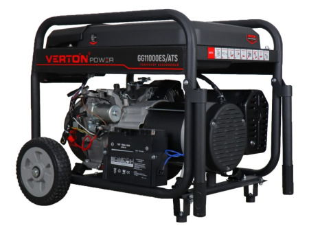 Генератор бензиновый VERTON POWER GG11000ES/ATS(9,5/10,5 кВт 230/50, 21л.с., 550 см3, выносной блок ATS (авт. запуск в случае падения напряжения в основной сети или прекращения подачи электр-ии),Цифр. дисплей (вольтметр, частота, моточасы),хром
