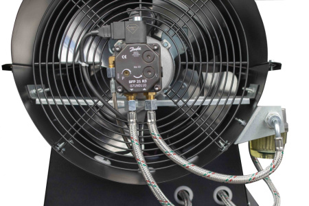 Дизельная тепловая пушка Verton Air DH-120 (120кВт,4100м3/ч.,9,6л/ч,прям.нагрев,дисплей,манометр,дизель/керосин 131х57х69см, d 34см)