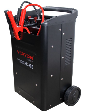 Пуско-зарядное устройство VERTON Energy SC- 800 (напр.сети 230/50 В/Гц,напр.АКБ 12/24В,емкость зар. АКБ (мин/макс)20-1300 Ач,макс. ток зар/зап. 100A/800А,WET,12В потр.мощн.6,0/12 кВт,6 реж. зар,IP20)