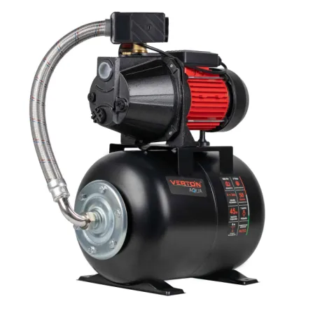 Насосная станция автоматическая Verton AQUA PS900C/24 (Чугун,900Вт,230 В//50 Гц,Q max50л/мин,V 24л.глуб.8м,Hmax45м,диам вх./вых.1",давл 3 бар,Tmax жидк. 0-60°C, внеш. диам. шланга32 мм,внутр.диам.шланга 25мм)